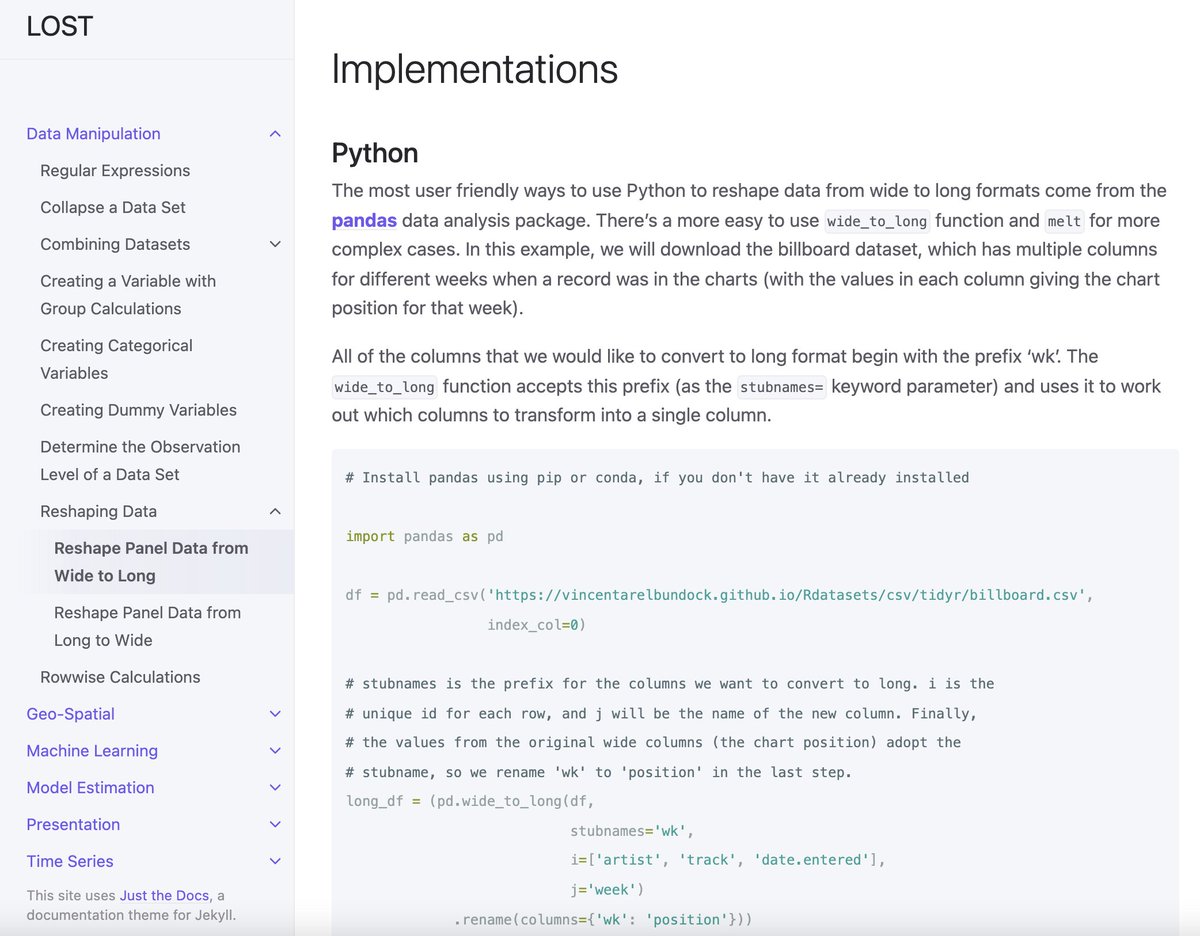 This looks great: A GitHub resource that lists popular data cleaning, data viz and stats commands/procedures across different programming languages

lost-stats.github.io