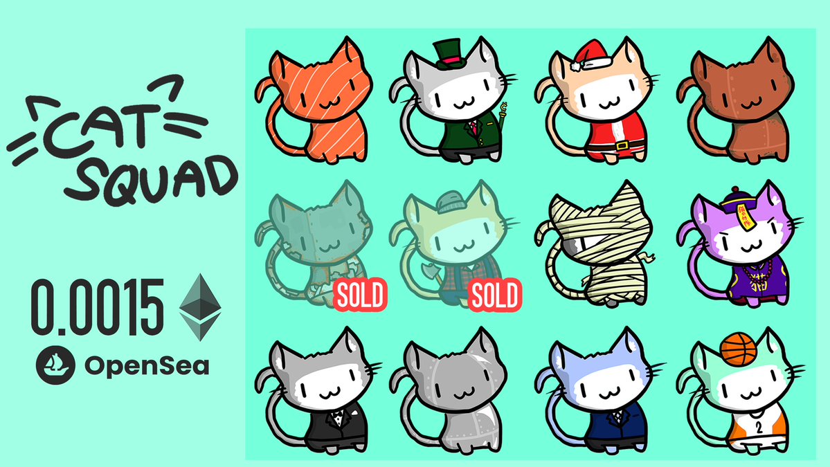 Update! 😻
10 Cats left at 0.0015 floor

Get yours now here! ⬇️
opensea.io/collection/cat…

Thank you for your support!⭐️⭐️

#NFT #NFTs #NFTcommunitiy #NFTdrop #NFTCollection #NFTartist #nftart