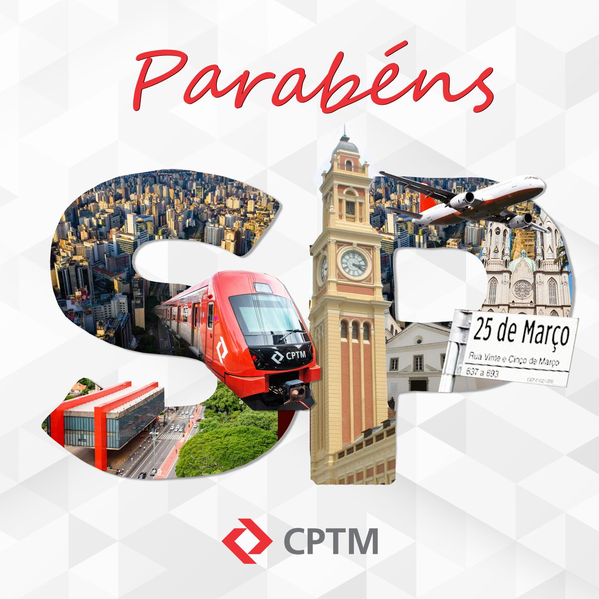 CPTM_oficial's tweet photo. #NiverSP – 🎉Hoje comemoramos 468 anos desta cidade gigantesca tanto em tamanho quanto em variedade cultural.🏙️ https://t.co/vVYezPW44Y