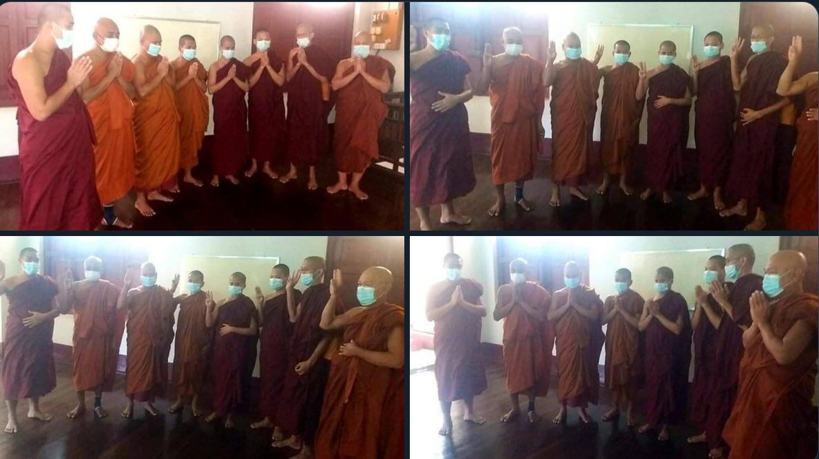 Monks from Sangha Union of Mandalay demand for an immediate end to all of Burma's suffering. They also performed sermons &amp; prayed for federal democracy's development.   #WarCrimesOfJunta #2022Jan25Coup #WhatsHappeningInMyanmar