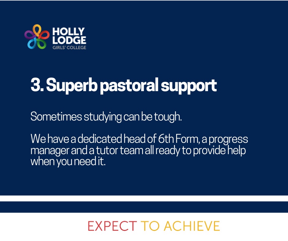 HLGC_6thForm's tweet photo. Sixth form open afternoon .
The top 5 reasons why you should continue your education at Holly Lodge sixth form areβ¦
3. We have a superb pastoral team
#Hollylodgelife #expecttoachieve #HLSixthform
. https://t.co/uTBgu1kxTe
