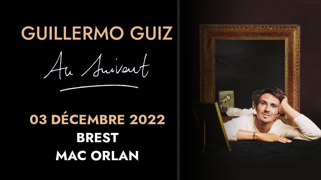 📍 Guillermo Guiz • #MacOrlan | 03.12.22
🎫Infos regie-scene.com
 Après 2 saisons au Point-Virgule qui ont affiché complet, et 3 Bataclan à guichets fermés, Guillermo présentera son tout nouveau spectacle « 𝗔𝘂 𝘀𝘂𝗶𝘃𝗮𝗻𝘁 ! » le 03.12 à #Brest @BrestFr <a href="/OlympiaProd/">Olympia Production</a>