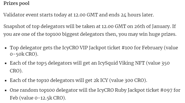IcyCro's tweet photo. New validator event started!

Just redelegate in next 24 hours to the Icy Squid Game validator and get part of the 4.7k-70k CRO prize pool:
https://t.co/yqfIEYD72W

Also one of the people who like and RT this in next 8 hours will win one the first IcySquid Vikings, #003.

#CRO https://t.co/decZXp413A