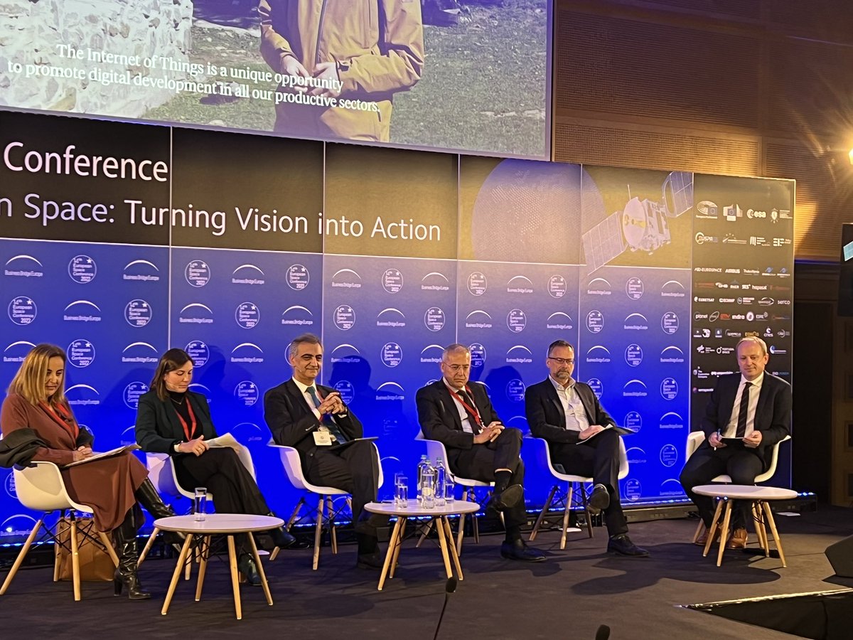 Ruypinto's tweet photo. Excited to hear @steviecSES talk about the operational aspects of building a secure #EUConstellation at the #EuropeanSpaceConference @BBE_Europe! @SES_Satellites stands ready to support the EU in its #Connectivity projects. https://t.co/WOwqCZmMZK