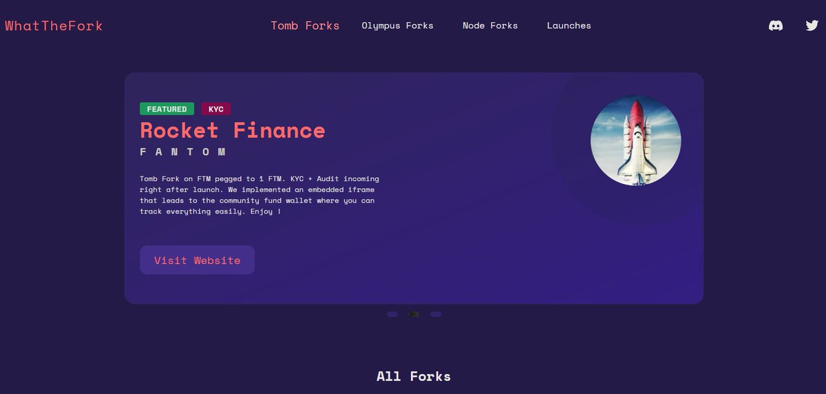 🚀We are currently featured on <a href="/WhatTheFork_xyz/">WhatTheFork</a> 
$Rocket $FTM #Rocket #FTM #Fantom #DEFI #YieldFarming  #Tombfork  @FTMAlerts #Blockchain #DiamondHands @TombForkWatch @Fantom_daily #FantomSpace #2omb #3omb