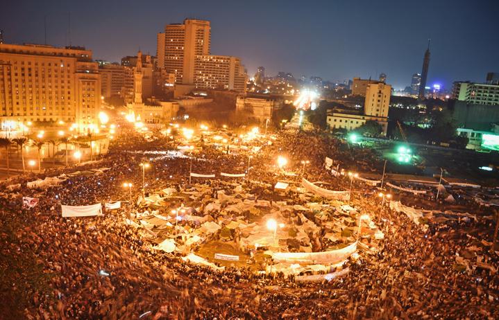 ميدان التحرير في قلب القاهرة يوم 8 فبراير 2011.