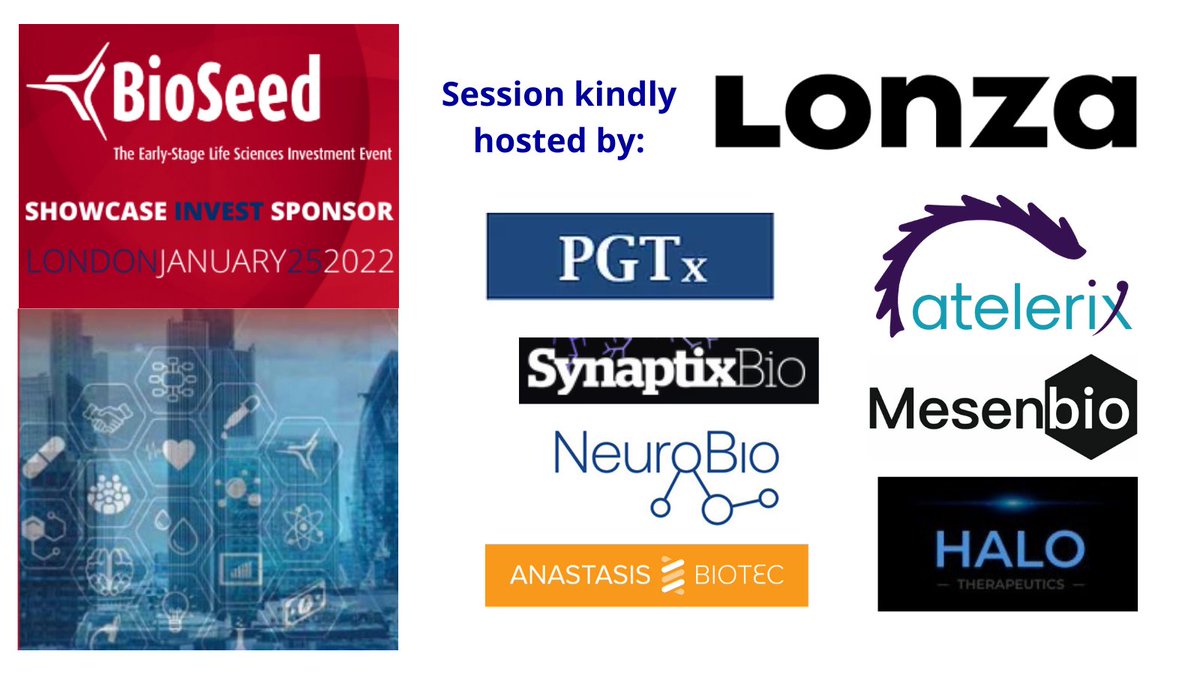 BioSeed® (@bioseedevent) on Twitter photo We are delighted to have <a href="/lonzagroup/">Lonza</a> hosting the final #BioSeed session of the morning, which will feature presentations from Synaptix Bio, PGTx, <a href="/NeuroBioLtd/">Neuro-Bio Ltd</a>, <a href="/mesenbio/">Mesenbio</a>, Anastasis Biotech, Atelerix and <a href="/halotherap/">Halo Therapeutics</a>
#Innovation #Investment #Showcase #Funding #lifesciences We are delighted to have <a href="/lonzagroup/">Lonza</a> hosting the final #BioSeed session of the morning, which will feature presentations from Synaptix Bio, PGTx, <a href="/NeuroBioLtd/">Neuro-Bio Ltd</a>, <a href="/mesenbio/">Mesenbio</a>, Anastasis Biotech, Atelerix and <a href="/halotherap/">Halo Therapeutics</a>
#Innovation #Investment #Showcase #Funding #lifesciences