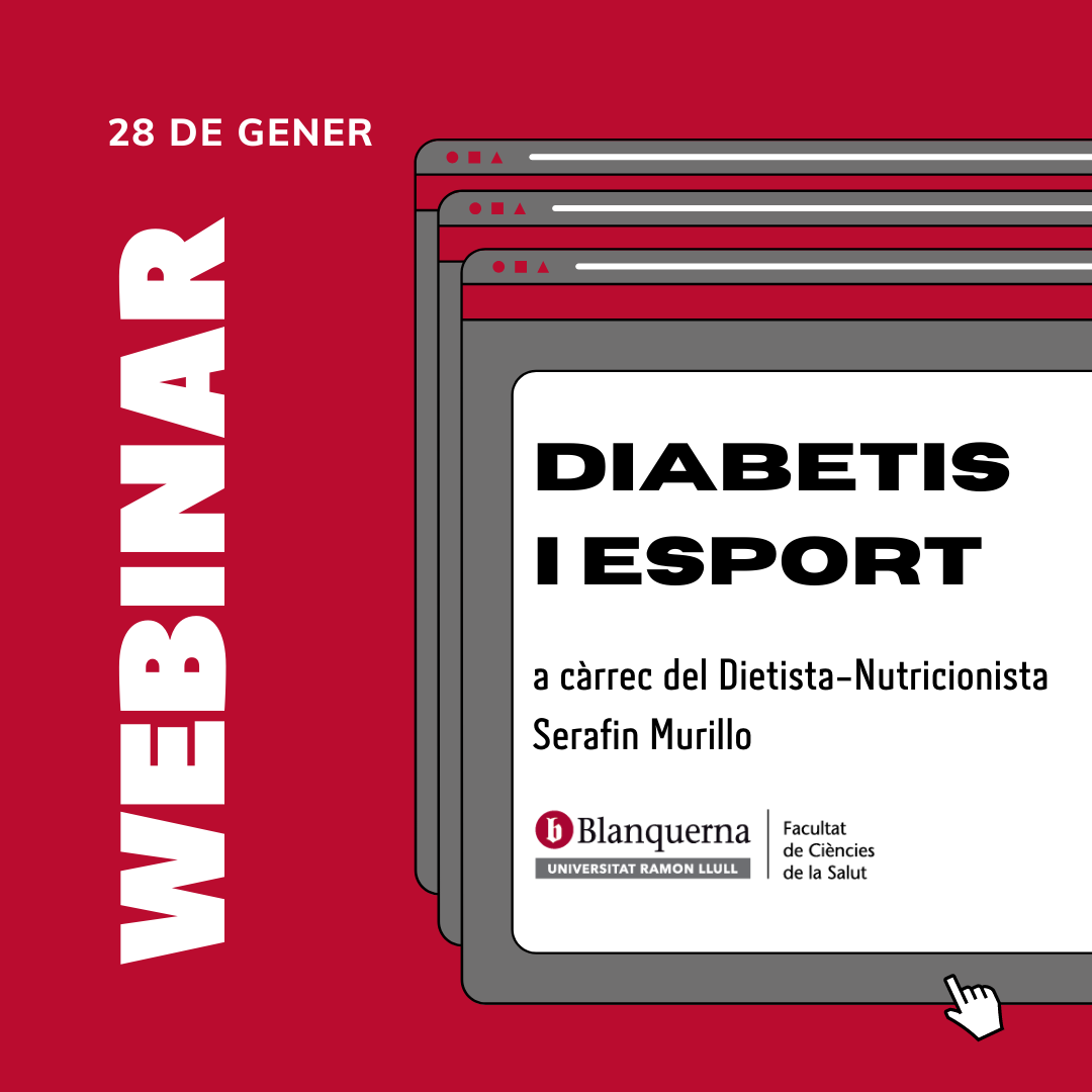 Et convidem al seminari 'Diabetis i esport' a càrrec del Dietista-Nutricionista Serafin Murillo, una mostra del Postgrau de Nutrició Clínica Avançada. La sessió és gratuïta pels alumnes de la facultat i es farà via dv. via online.
Per participar-hi: serveis.blq.url.edu/crmwebforms/Di…