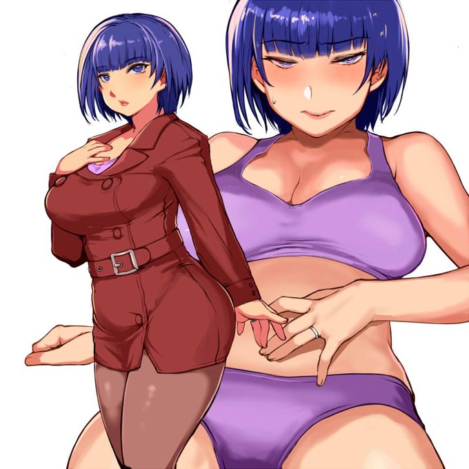 人妻水着シリーズ番外編。Skebで描きました。ムチムチ 