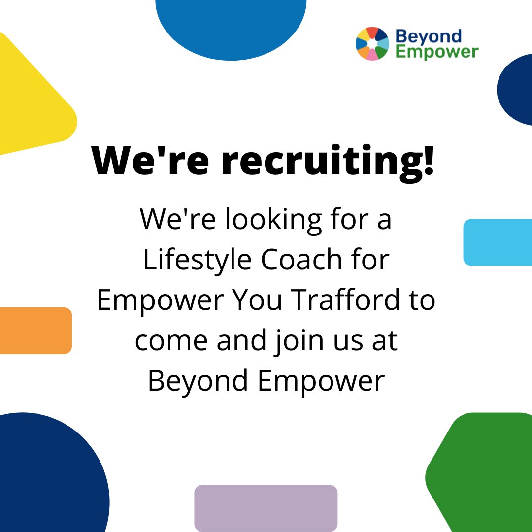 We’re hiring | The Empower You Lifestyle Coach will work in #Trafford to support disabled people to lead healthy, active lifestyles 🤝 😅 Salary £20,092 - £21,748 + staff benefits. Closing date 09:00am Friday 11th February. Learn more and apply here - bit.ly/3tYgBKn