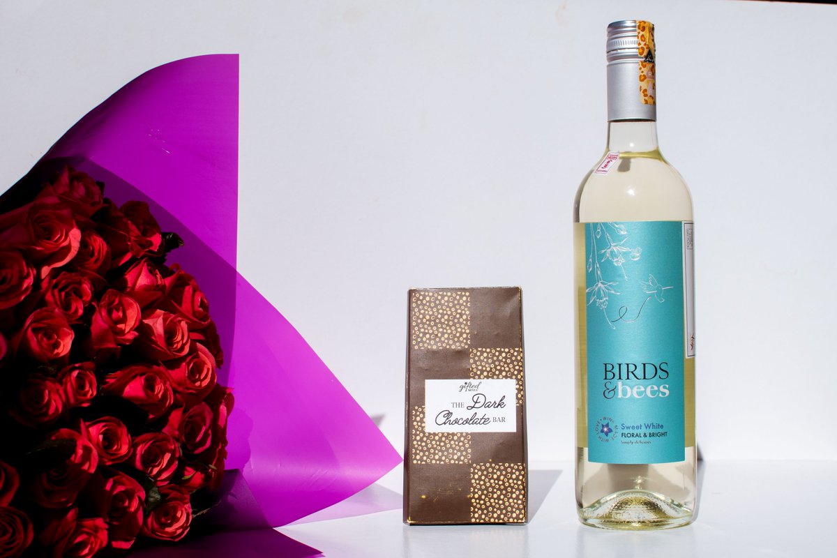 GiftedKenya's tweet photo. The SANAA hamper, going for Ksh. 2200,
has a bouquet of pink roses, a bar of dark chocolate,
and a bottle of Birds &amp; Bees Sweet White wine

The perfect Valentine gift. Place your order before 10th
Feb 2022. #GiftedKenya #Gifting #valentineday
#valentinesday2022 #valentinesdaygift https://t.co/zJwHeqN2iH