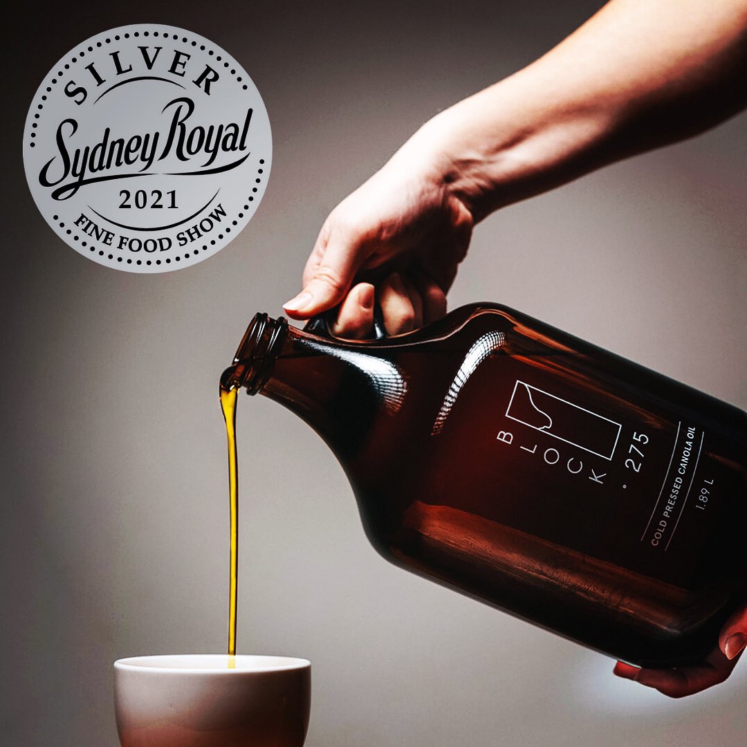 Pretty excited about THIS 👇🏼

A SILVER MEDAL from <a href="/RAS_NSW/">RASNSW</a> - Sydney Royal Fine Food Awards - for our BLOCK 275 Cold Pressed Canola Oil.

Not bad for a side hustle 😉