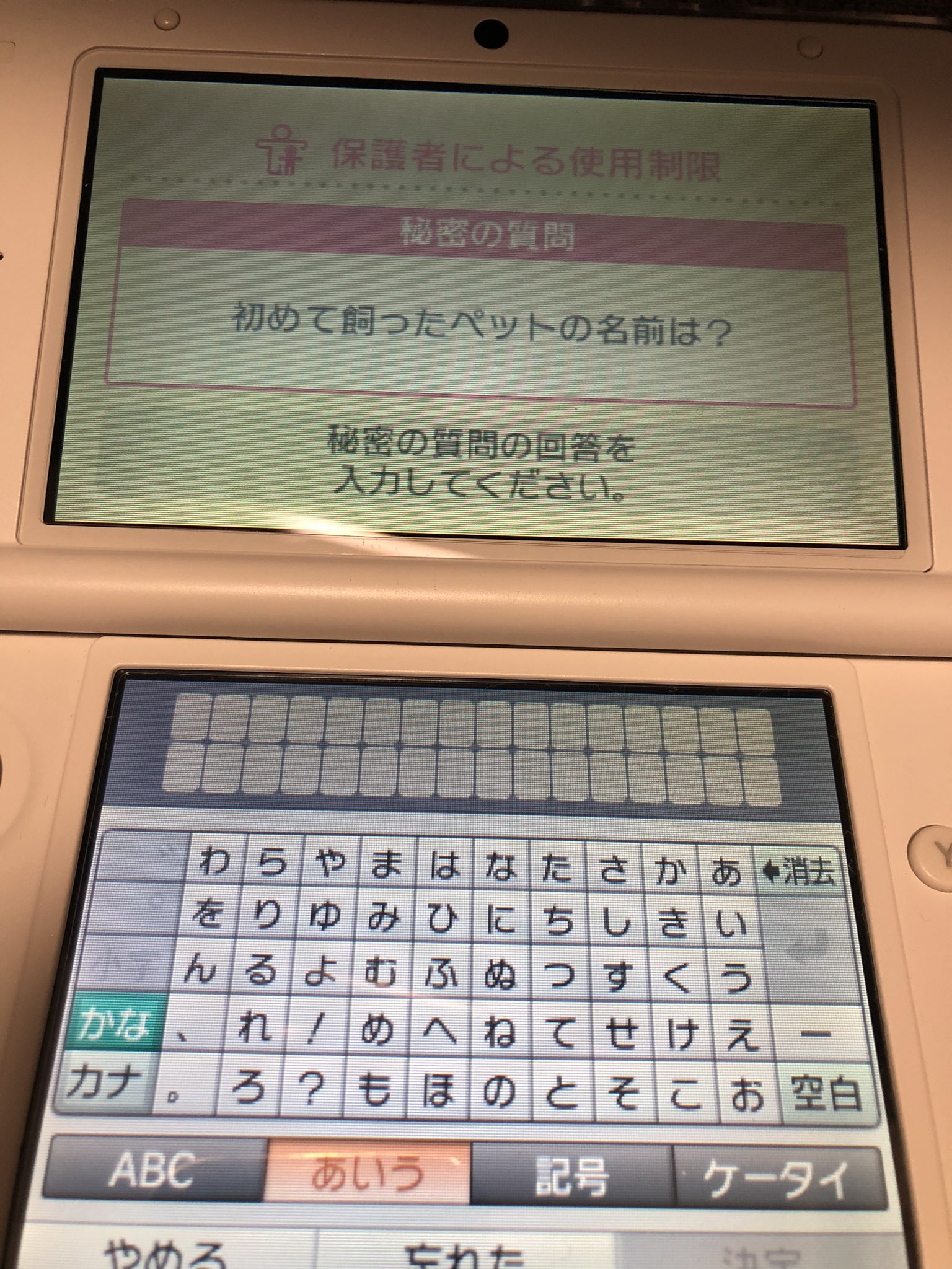 プロフェッサーw Professor W いつかdsと3dsのゲーム実況したくて 3dsを購入したんだが 個人情報消えて ないし 保護者による使用制限のせいで初期化出来なくて困ってます W 他人の 初めて飼ったペットの名前 なんて知るか 名探偵求む ヒントは3