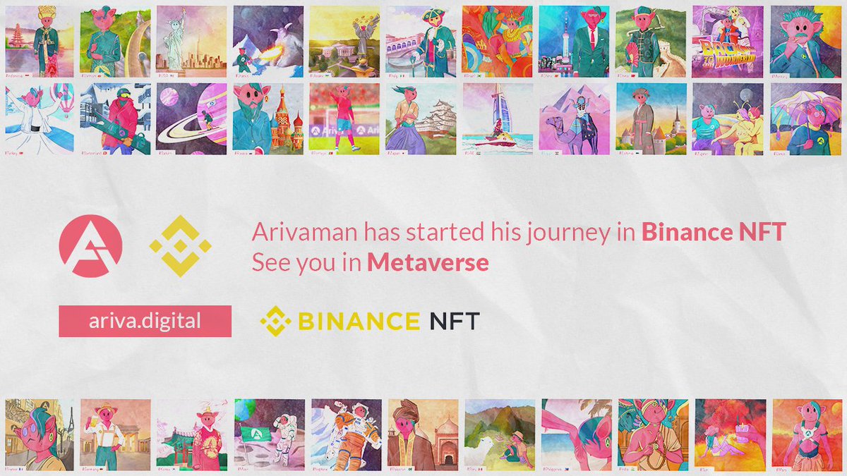#Arivaman has started his journey <a href="/TheBinanceNFT/">Binance NFT</a>  
24 countries, 9 space themes only two minted unique NFTs for each, and more. Hurry to add it to your collection.

see you in the metaverse <a href="/cz_binance/">CZ 🔶 BNB</a> 

binance.com/en/nft/shopWin…

#NFT #BinanceNFT #Ariva #Metaverse #ArivaWonderland