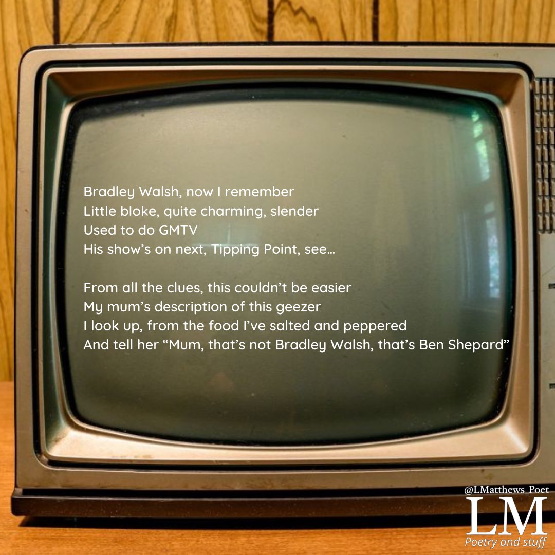 LMatthews_Poet's tweet photo. Teatime TV

#poetry #poetrycommunity
#poetstwitter https://t.co/QxiSEw5f7F