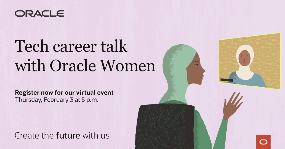 Oracle Academy (@oracleacademy) on Twitter photo Join <a href="/OracleAcademy/">Oracle Academy</a>, <a href="/OracleWomenLead/">Oracle Women's Leadership</a> and <a href="/Oracle/">Oracle</a> HR #SaudiArabia at a Tech Career Talk! Through an interactive panel discussion, learn how #Oracle fosters a culture empowering women to thrive in their careers. #WomeninTech @OracleDiversity
Register > social.ora.cl/6016K1XQg Join <a href="/OracleAcademy/">Oracle Academy</a>, <a href="/OracleWomenLead/">Oracle Women's Leadership</a> and <a href="/Oracle/">Oracle</a> HR #SaudiArabia at a Tech Career Talk! Through an interactive panel discussion, learn how #Oracle fosters a culture empowering women to thrive in their careers. #WomeninTech @OracleDiversity
Register > social.ora.cl/6016K1XQg