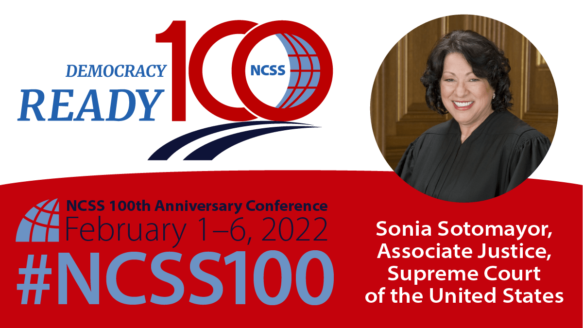 Have you registered for the virtual 100th Anniversary @NCSSNetwork Conference? The sessions include many amazing speakers, including Associate Justice of SCOTUS Sonia Sotomayor who will be interviewed by our Director of Educator Engagement Natacha Scott. bit.ly/33rGgjO