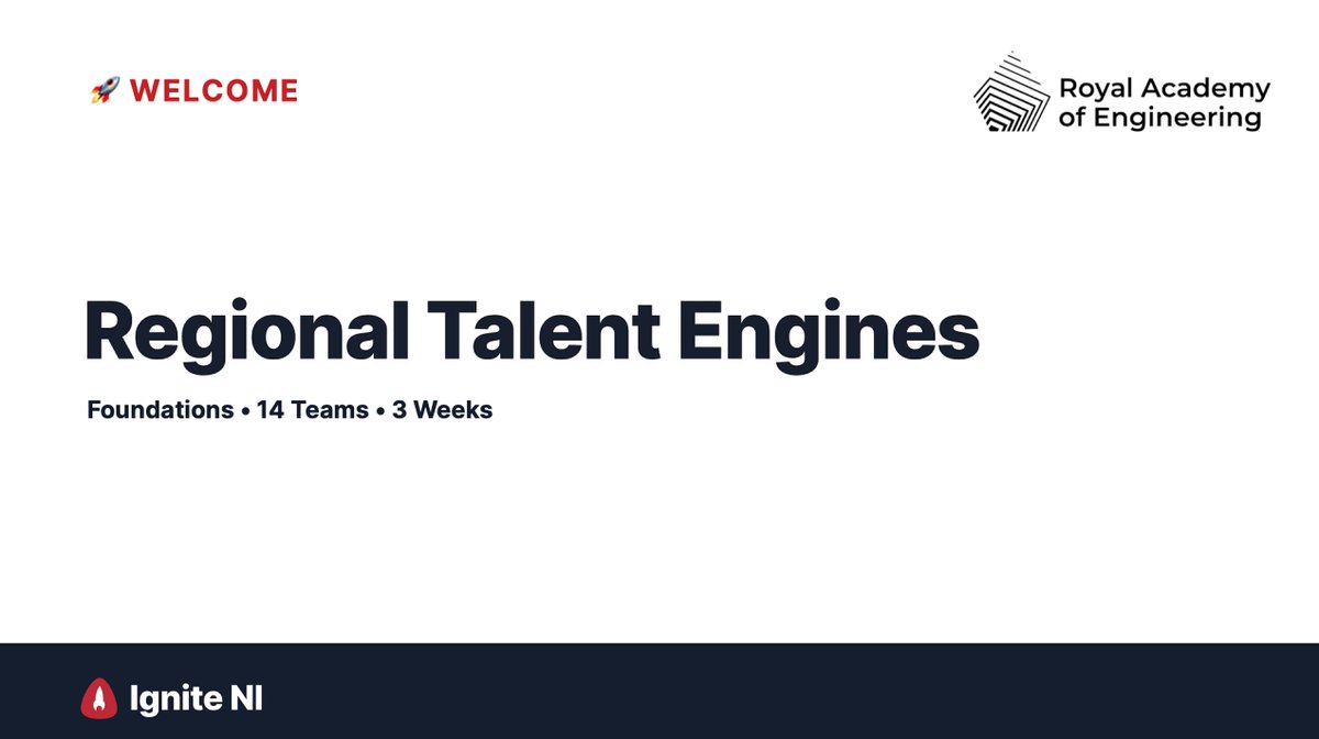 Today marks the start of Week 1 of the <a href="/RAEng_Hub/">Enterprise Hub</a> Regional Talent Engine in Northern Ireland 🚀

Over the next 3 weeks, we'll be working with 14 innovative companies, all founded by engineers, helping them to develop and refine their ideas — we're excited 🙌
