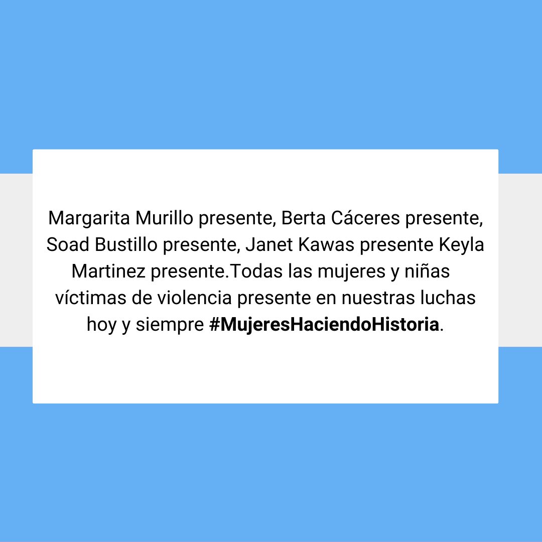 alexandraspalma's tweet photo. Este es un nuevo año para hacer historia, el año de las mujeres dijo que alguien por allí… es tiempo de rescatar la memoria histórica de este país y la lucha de las mujeres. #MargaritaMurillo #BertaCaceres #JanetKawas #KeylaMartinez #MujeresHaciendoHistoria #RompiendoLaRegla https://t.co/KlNnE3cVxP