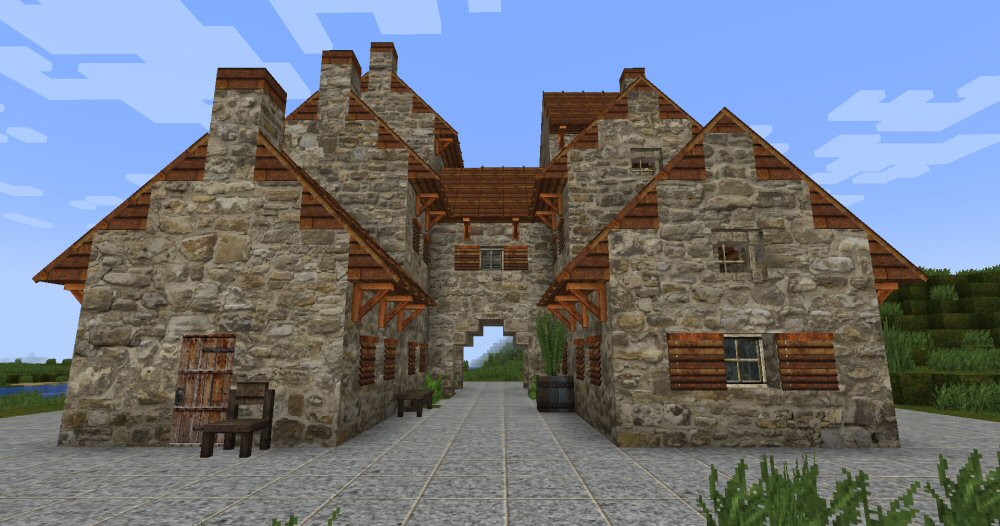 OK, let's start small and simple. Here's my first example of a #TownScaper creation transformed into a #MineCraft building, not really vanilla, I agree... Hope you like it.