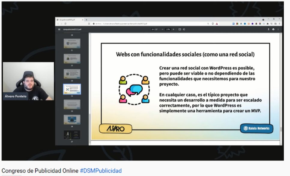 SMdebarrio's tweet photo. En el #DSMPublicidad 2022 Alvaro Fontela de @RaiolaNetworks mencionando los LMS (Learning Management Systems) en su ponencia: “Como crear un PMV en Wordpress #linkbe @linkbe_me https://t.co/3lDiXcfSat