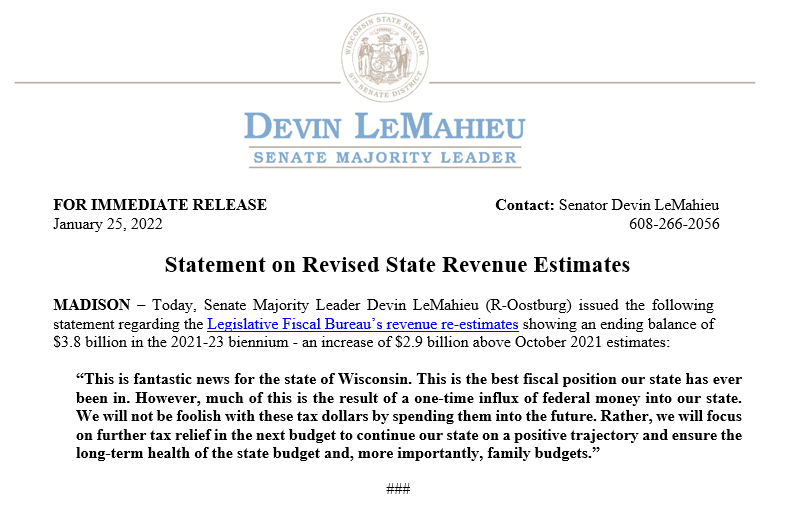 SenatorDevin's tweet photo. The new estimated surplus of $3.8 billion is fantastic news for our state. Sound Republican budgeting continues to pay dividends. 

We will continue to prioritize returning this money to taxpayers to ensure the strength of family budgets in the future. Read my full statement ⤵️ https://t.co/7hYANoC44E
