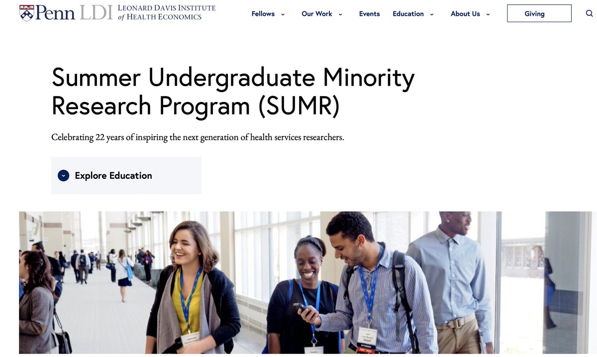 Fantastic opportunity for URM students interested in #healthpolicy, #bioethics, #healthequity research: work on mentored, funded, cutting-edge projects in health service research & beyond via @PennLDI Apply/flag to students, deadline: Feb 1, 2022 ldi.upenn.edu/education/penn…