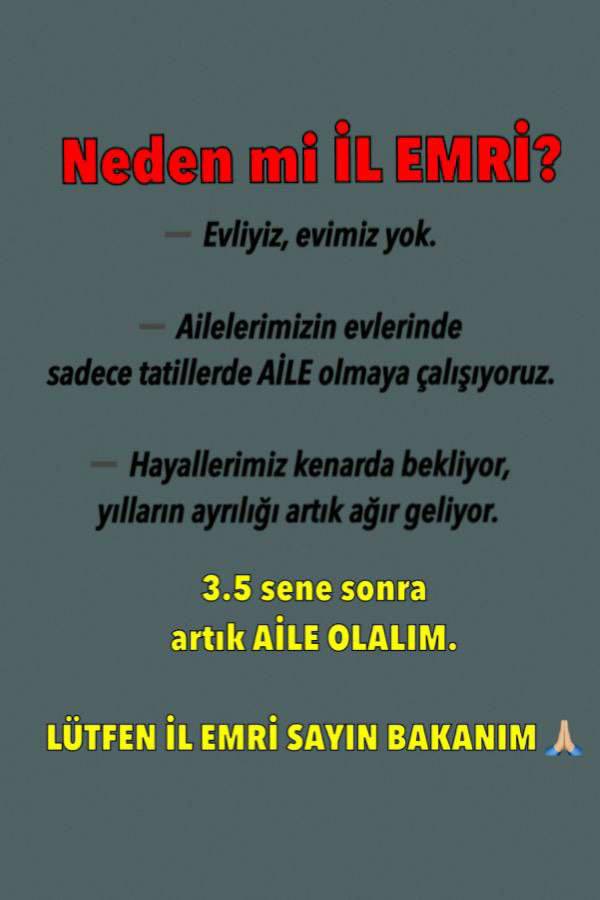 @mualliimmeee <a href="/dbdevletbahceli/">Devlet Bahçeli</a> <a href="/RTErdogan/">Recep Tayyip Erdoğan</a> <a href="/_aliyalcin_/">Ali YALÇIN</a> <a href="/OlcayKilavuz/">Olcay Kılavuz 🇹🇷</a> <a href="/AvOzlemZengin/">Av. Özlem Zengin 🇹🇷</a> <a href="/TalipGeylan06/">Talip Geylan</a> Neden mi il emri?
<a href="/EgitimBirSen/">Eğitim-Bir-Sen</a> 
<a href="/_aliyalcin_/">Ali YALÇIN</a> 
<a href="/Sdka_Aydin/">Sıdıka AYDIN</a> 
<a href="/ebsaydin1/">EBS Aydın 1</a> 
@EbsSerik_ 
<a href="/EbsBeykoz/">EBS Beykoz</a> 
<a href="/ebskaraman1/">EBS Karaman</a> 
<a href="/ebsvan1/">EBS Van 1</a> 
@EbsUrfa 
<a href="/ebsdiyarbakir1/">EBS Diyarbakır 1</a> 

#Ailesiz1408öğrtmn