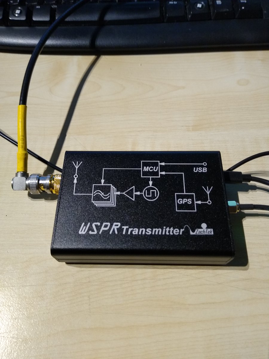DF3LZ's tweet photo. Got my #WSPR transmitter from Harry #SM7PNV at #Zachtek and just started the transmission from 20m to 10m. I am astonished where the signal has been heard on 20m, 17m and 15m. And its only 100 mW max because the distance between antenna and shack is 170m. https://t.co/ScrBRpvhrQ