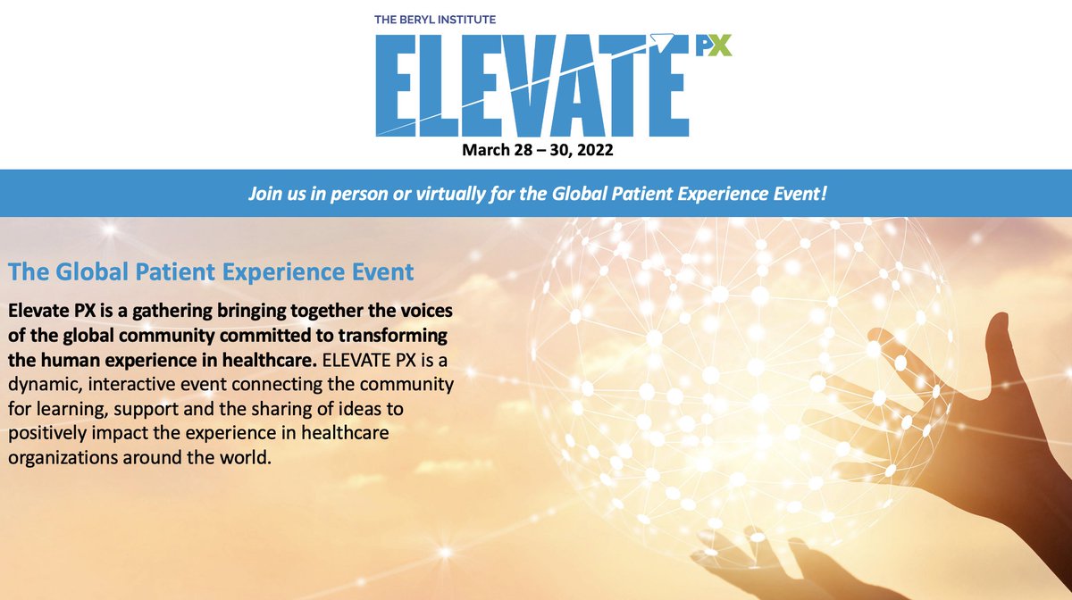 Last week for early-bird pricing for ELEVATE PX, the global patient experience event. In-person in Indianapolis &amp; virtual participation options. Choose from 70+ innovative sessions, network with peers, and get inspired by 4 keynote speakers! Learn more: bit.ly/3pX07zX