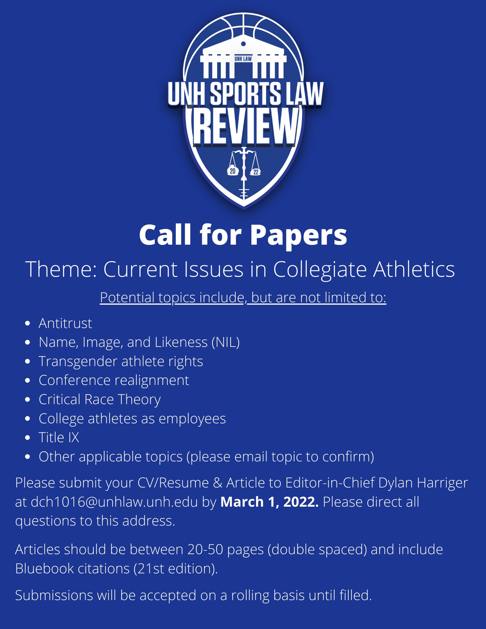 Unh Final Exam Schedule Fall 2022 Student Sports Law Network (@The_Ssln) / Twitter