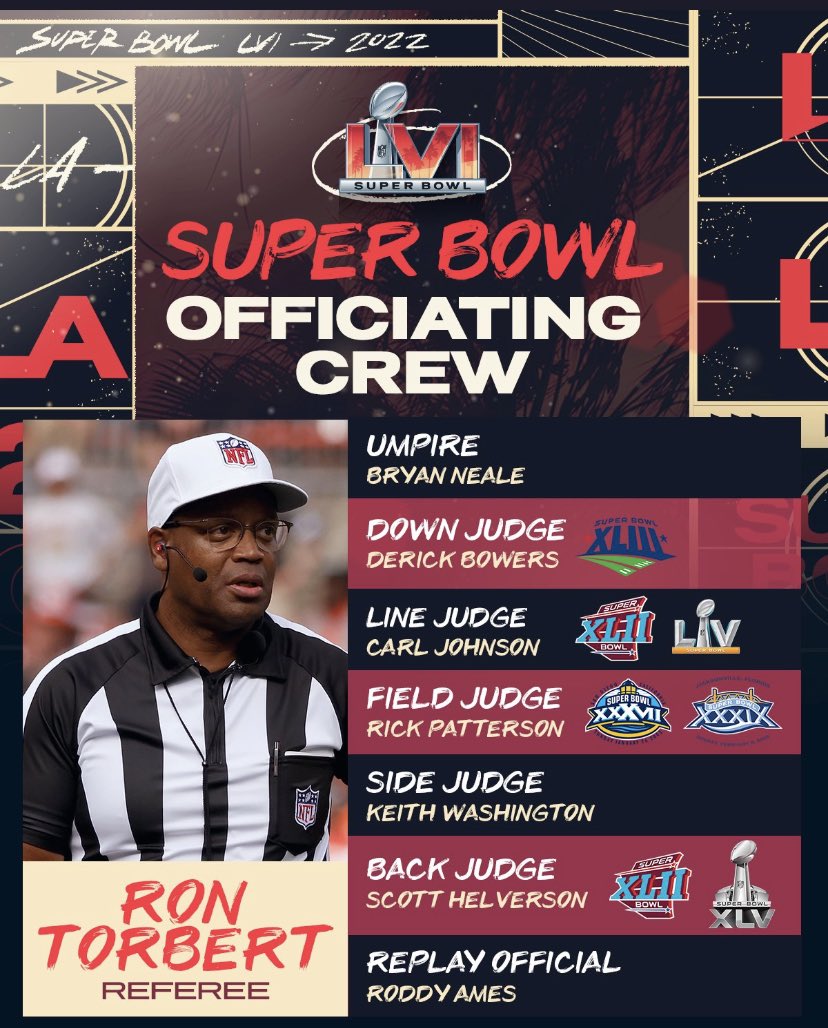 Adam Schefter on Twitter "Super Bowl officiating crew, via the ⁦NFL