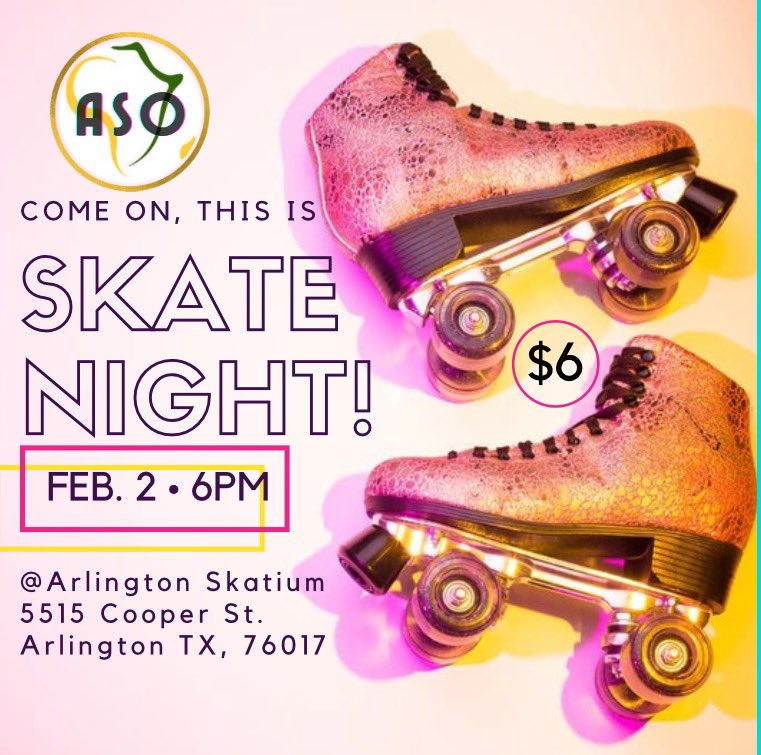 Y’all ready?🤩 
We’re kicking off this semester with a fun skate night! Make sure you show up!🙌🏾