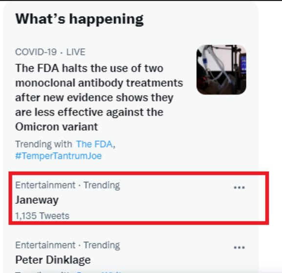 TheKateMulgrew's tweet photo. 😱 Trending on Twitter, let's keep it up, Team Janeway! ☕️🚀🖖🏻 

#TheJaneway #StarTrek #StarTrekOnline #AdmiralOnTheBridge https://t.co/LWNpC0VUkT