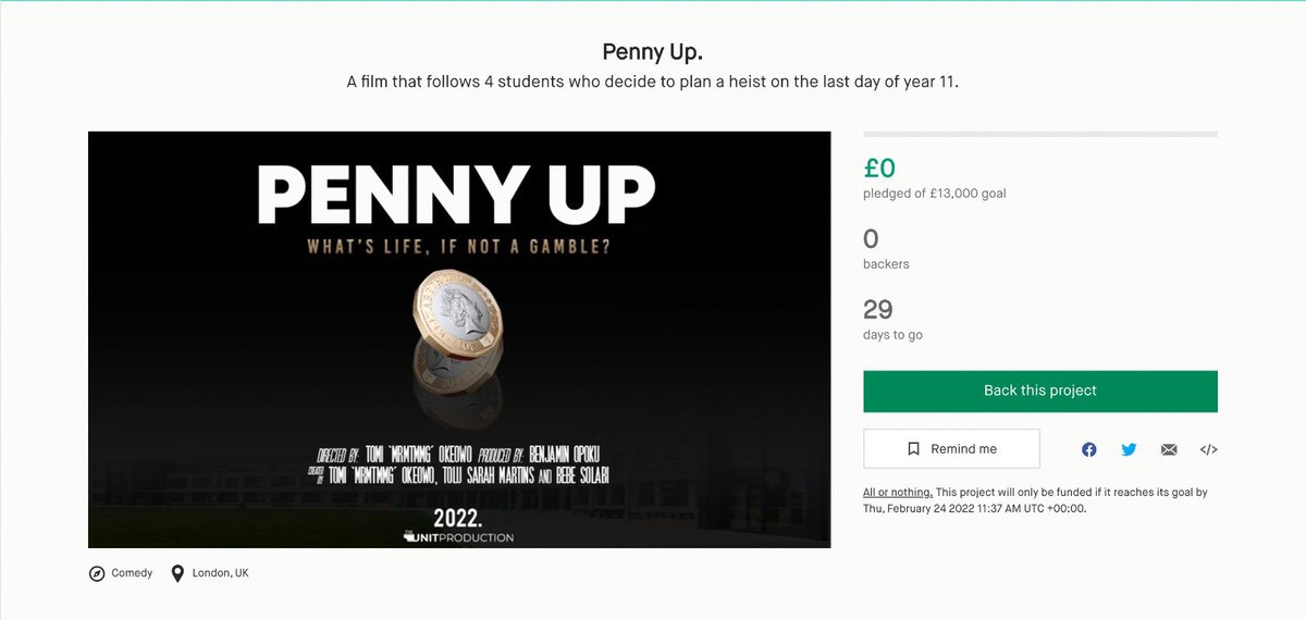 MRMTMMG's tweet photo. 27 today🎈

I’m working on my first upcoming film this year titled ‘Penny Up’

It follows 4 students who decide to run a heist on the last day of year 11, the kickstart has been launched as of today! 

Anything you can contribute will be appreciated ❤️
https://t.co/A3TuyaQ37R https://t.co/9usS9Rni3R