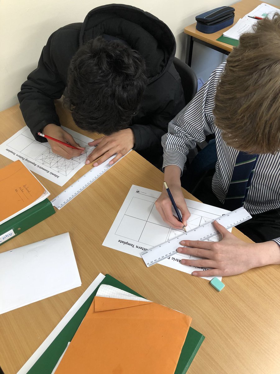 WarminsterMaths's tweet photo. Islamic art symmetrical patterns in Maths with Year 8 today. Looking forward to seeing their final designs when they add colour 🎨@WarminsterArt @ArnoldHouse1707 @FinchHouse1707 @KenHouse1707 @DenysHouse1707 @Warminster1707 https://t.co/3E7nXiKOsh