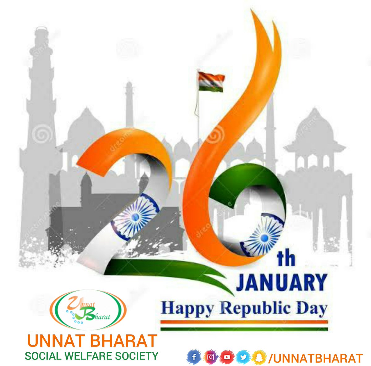 UnnatBharat's tweet photo. गणतन्त्र दिवस भारत का एक राष्ट्रीय पर्व है जो प्रति वर्ष 26 जनवरी को मनाया जाता है। इसी दिन सन् 1950 को भारत सरकार अधिनियम को हटाकर भारत का संविधान लागू किया गया था। 
73 वें गणतंत्र दिवस की हार्दिक शुभकामनाएं।
#UnnatBharat 
#73rdRepublicDay https://t.co/BO90jF2wOI