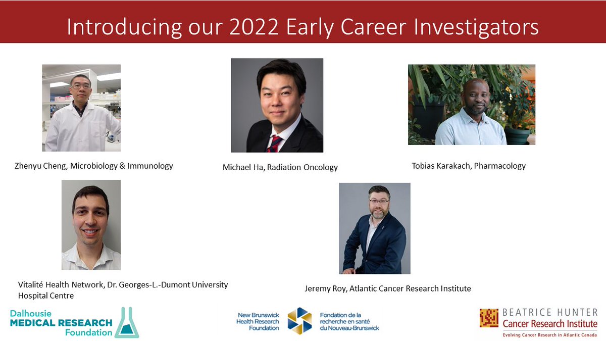 BHCRI's tweet photo. “With funds provided by @NBHRF and @dmrf1979, @BHCRI recently awarded just over $474,000 to 5 New Investigators in #AtlanticCanada. Thank you for supporting these early career researchers. #CancerResearch. https://t.co/OfH5W08njJ