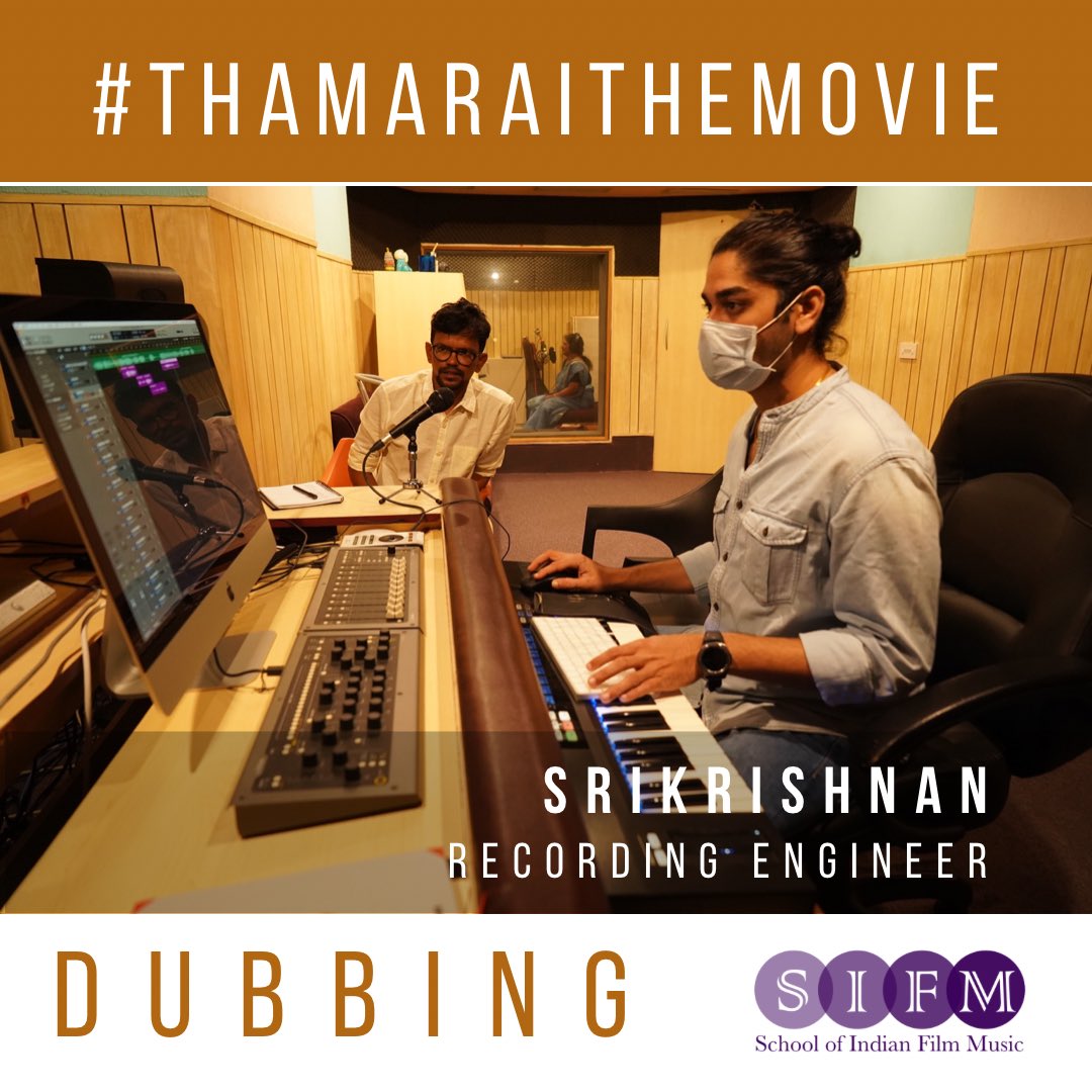 S_I_F_M's tweet photo. Learn while working and work while learning - applying varies recording techniques to recreate a variety of scenarios for the human voice! #thamaraithemovie #audiorecording  #dubbing #filmpost #sifm https://t.co/xu9AJzRM8z