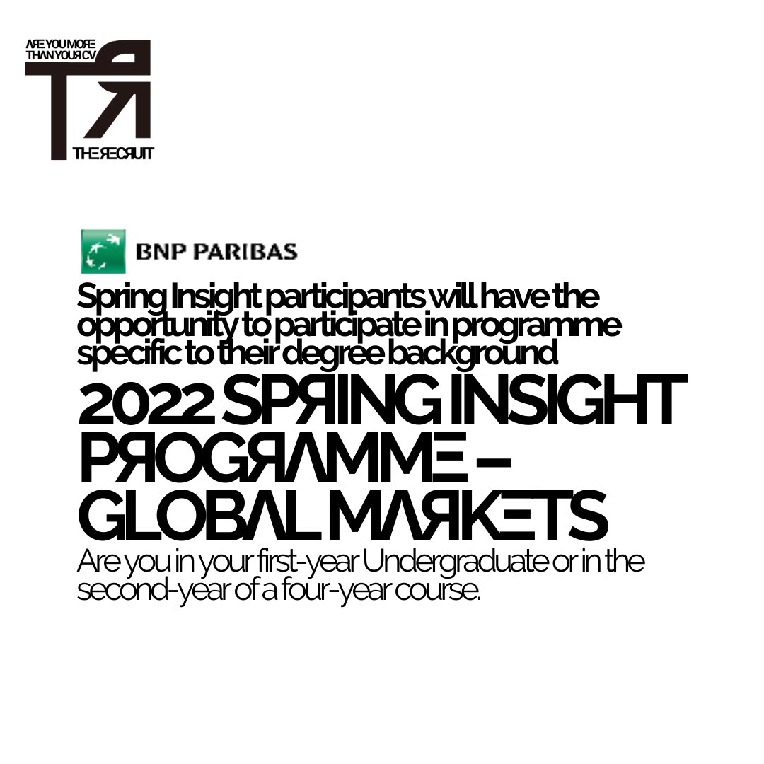 TheR3cruit's tweet photo. 🚨 INSIGHT PЯOGЯΛMMΞ🚨
Once again this year, our Spring Insight participants will have the opportunity to participate in programme specific to their degree background.
https://t.co/ft3hPdNwfE
#londonstudent #uniadvice #blacktalent #virtualevent #undergraduate #studentfacts https://t.co/hQqMnWU0As