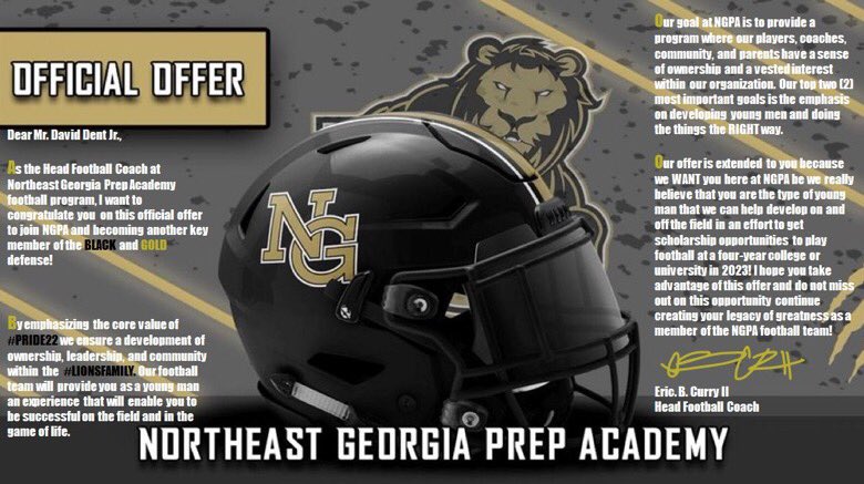 _99reazons_'s tweet photo. After an amazing conversation with @CoachCurryNGPA I’m blessed to say I have received my 1st offer from @NGPAGoldenLions @von_lassiter https://t.co/ZW8fSW5E6y