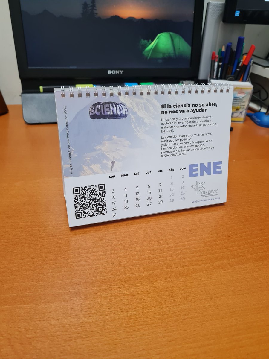 OpenUC3M's tweet photo. @UC3M our researchers start to share their #OpenScience calendar for a 2022 Open year. Science is like a parachute: if is not Open it will not help us... and we want our researchers to engage with this idea #OpenScienceUC3M @AllianceYufe #YUFERING @ServInvestUC3M https://t.co/v4Xu5K4gcn