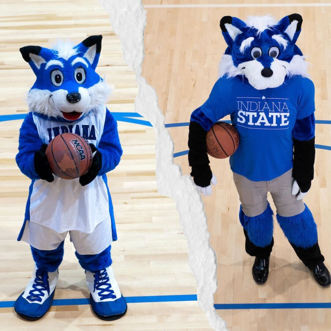 indianastate's tweet photo. Ten years older, a few shades bluer, a few inches taller. And still got game! #SycamoreSam #10YearChallenge 🏆💙 https://t.co/e9MvWZQcxd