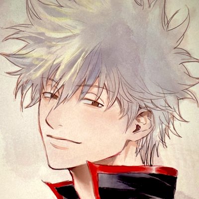 sakata gintoki 1boy solo male focus smile brown eyes closed mouth portrait  illustration images