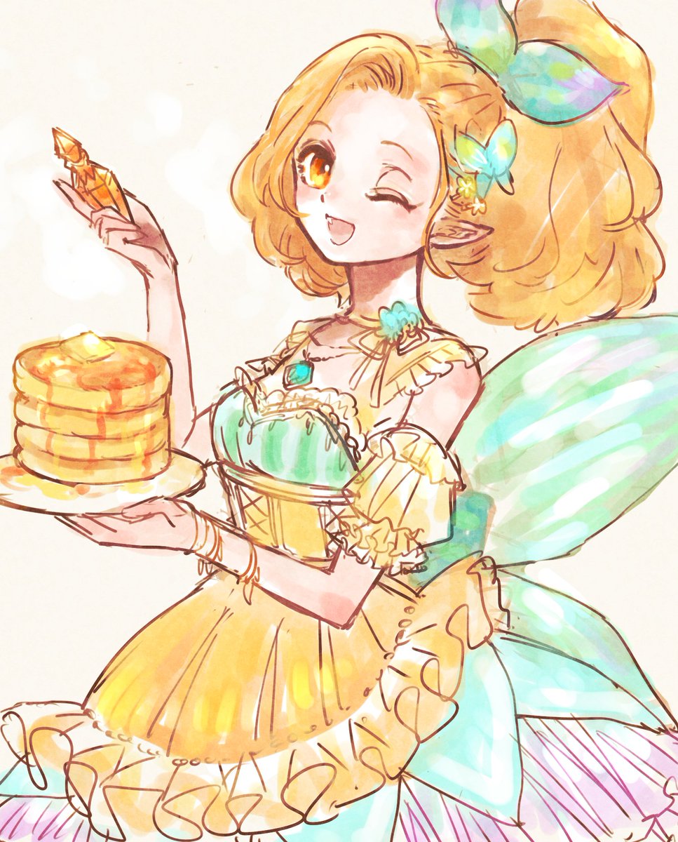 「妖精特製ホットケーキ  #ホットケーキの日 #花咲どらこの不定期ワンドロ」|花咲どらこ🌸7/3新規絵あげましたのイラスト