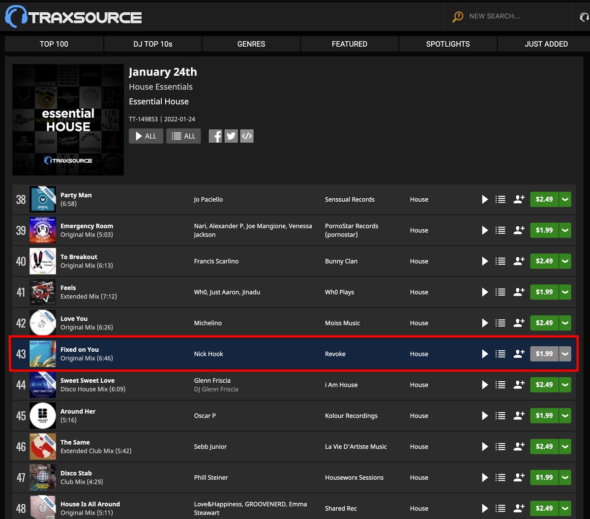 DJNickHook's tweet photo. Good to see my new single - 'Fixed On You' by NICK HOOK - is in this week's ESSENTIAL HOUSE chart on TRAXSOURCE.
BUY IT from @traxsource - https://t.co/2YTYFwx4gh
#HouseMusic from #Brighton #DJ #NickHook on #Revoke
#House #EssentialHouse #Traxsource https://t.co/LL8ijOgowE