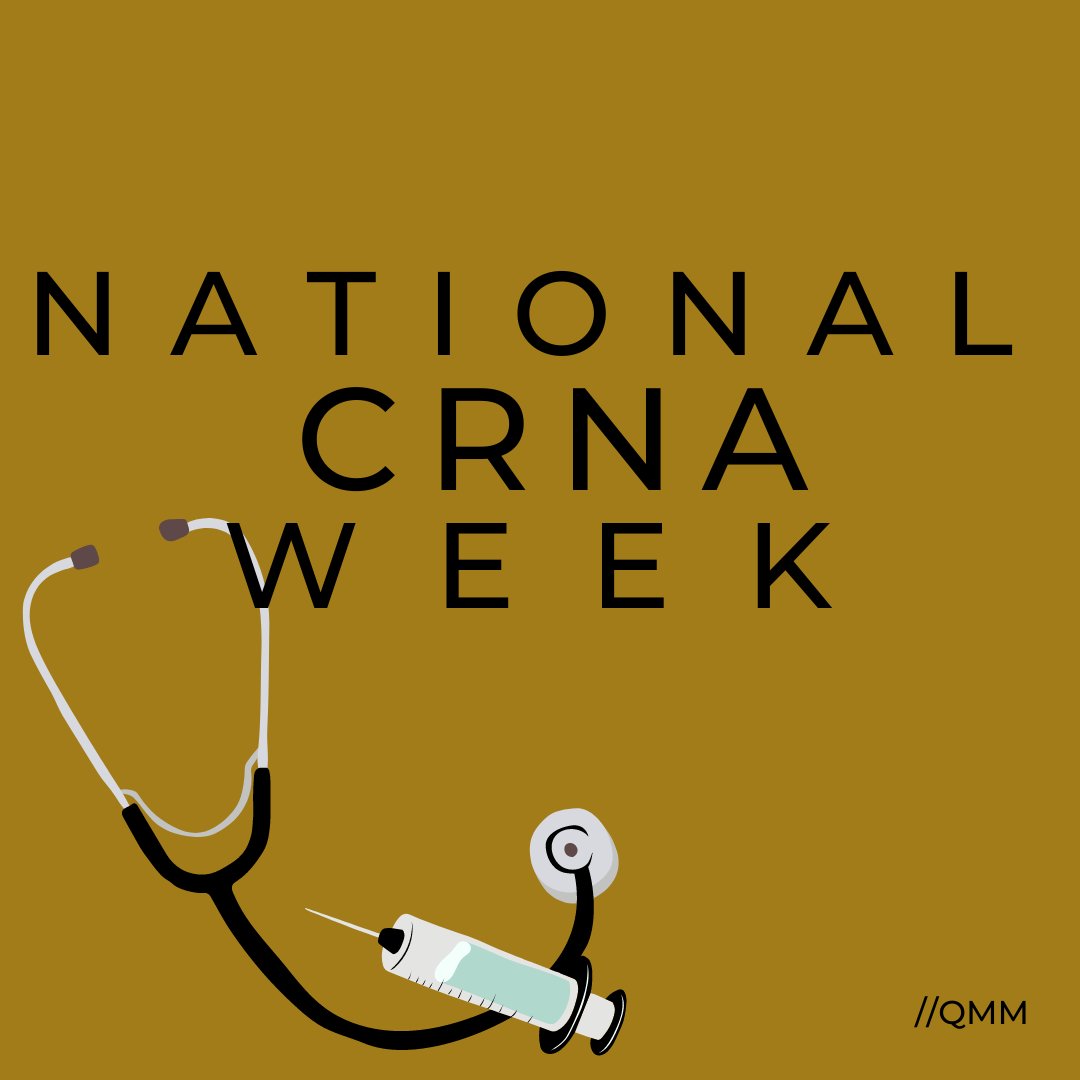 QMManagement7's tweet photo. Happy #CRNAWeek to all of our CRNAs and all of the ones across the nation! This week is to recognize the indispensable position of a certified registered nurse anesthetists, thank you for all that you do!

#CRNAWeek #QMedicalManagement #QMMcares #CRNAJobs #CRNA #CRNALife #CRNAs https://t.co/RbVWfEkheQ