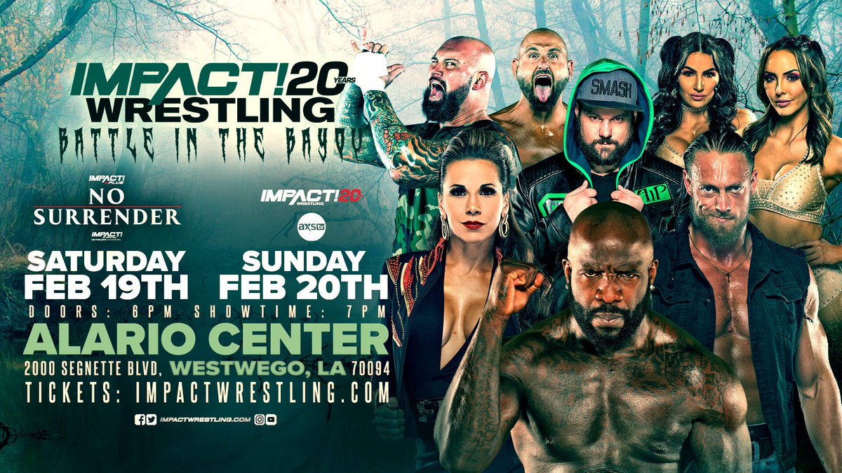ThisIsTNA's tweet photo. Join @IMPACTWRESTLING for 2 nights of thrilling action! LIVE on  @IMPACTPlusApp on Sat Feb 19th and then the fallout of No Surrender with #IMPACTonAXSTV on Sun Feb 20th!

No Surrender: https://t.co/kOF9yzyh73
Night 2: https://t.co/1ZQllijkpr
Combo: https://t.co/2HESiAHhaz https://t.co/OH7nrbluyi