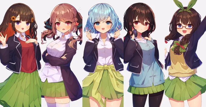 <お仕事絵>歌ってみた動画用のイラストを5点制作いたしました 