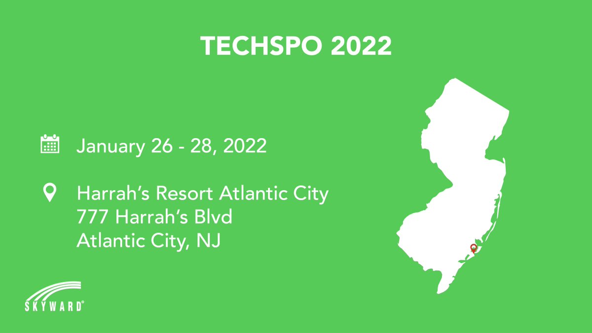 Skyward_Inc's tweet image. New Jersey, here we come!

Our team is excited to attend @NJASANews' TECHSPO 2022 in Atlantic City this week. We can't wait to connect with the #K12 community &amp;amp; share innovative #EdTech solutions!

Where will we be next? View our trade show schedule here: ow.ly/qPyh50Hkvv3